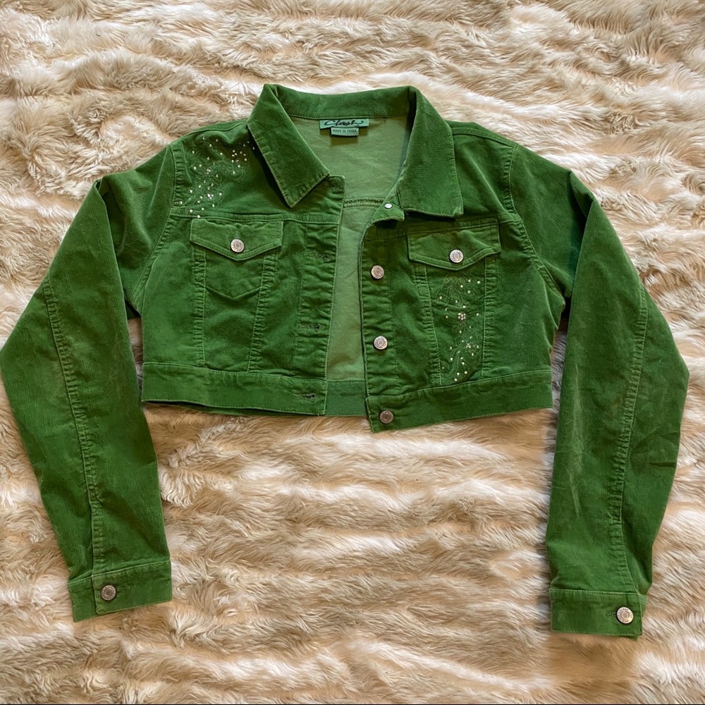 Corduroy Green Crop Jacket 🔋